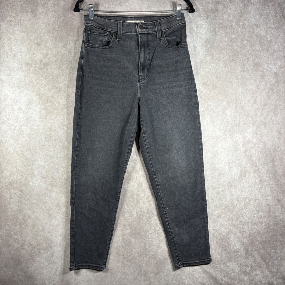 Levi's Mom Jeans Women Size 28 Gray Charcoal Wash High Waisted Tapered 90s Style